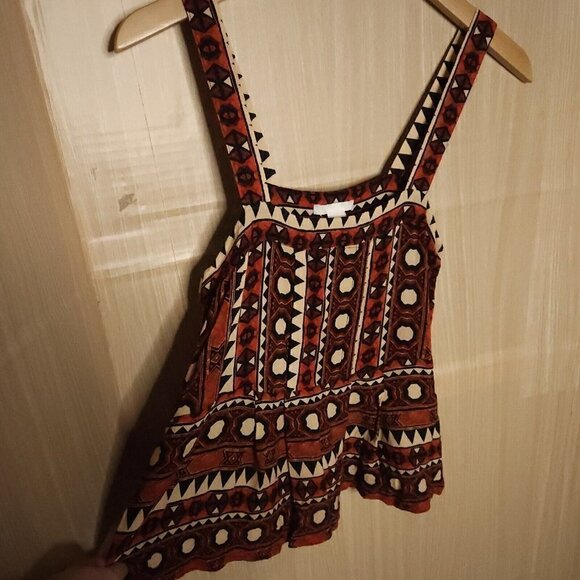 H&M Red Silky Southwestern Sleeveless Top 6 - Picture 3 of 5